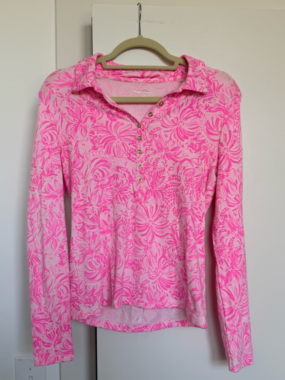 Lilly Pulitzer Reema Long Sleeve Polo - Pink Floral